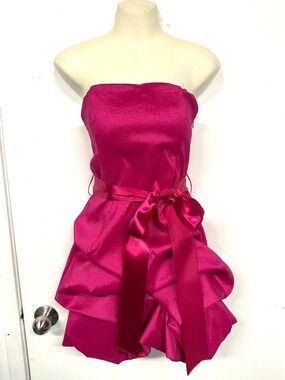 Fuchsia Strapless Balloon Hem Corset Dress Party Barbiecore Y2K Glam Small